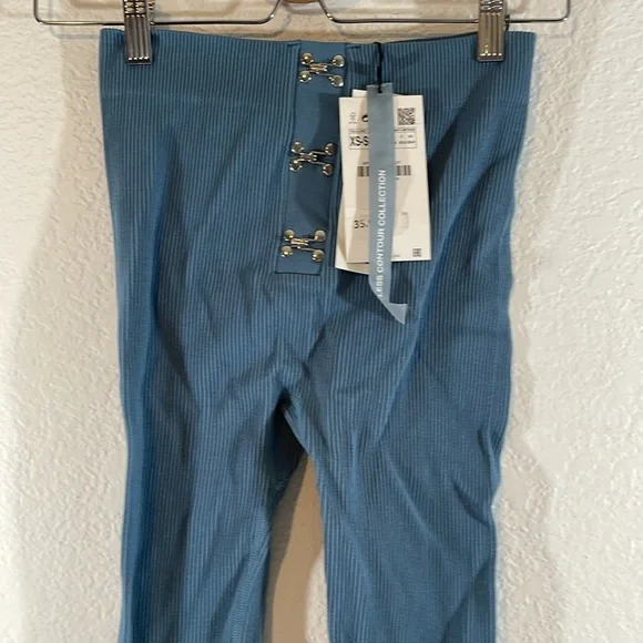 Zara SEAMLESS HIGH WAIST LEGGINGS WITH HOOK-AND-EYE FASTENINGS BLUE XS/S NEW - Picture 5 of 16